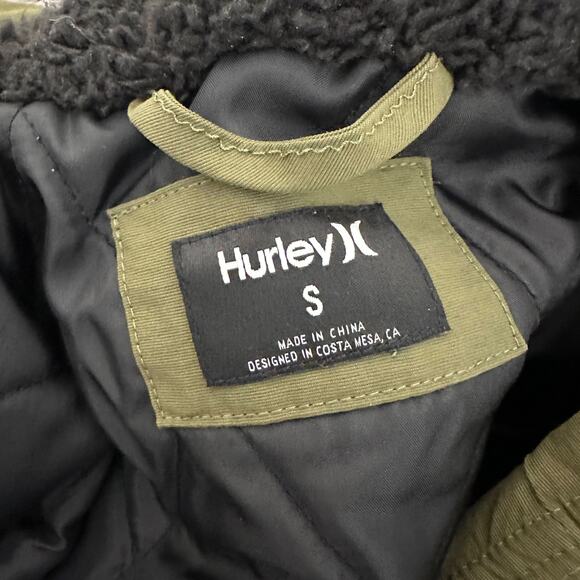 Hurley Slammer Jacket Men S Green #G4932-00 Hooded Long Sleeve Button-Up Winter - Picture 7 of 12